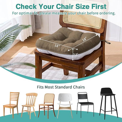 BETU Chair Cushions for Dining Chairs,3.5" Thick Kitchen Table Chair Pads with Ties,Non Slip Backing and Covers,Seat Cushion for Dining Room,Bar,Patio Chairs,18"X18"X3.5"