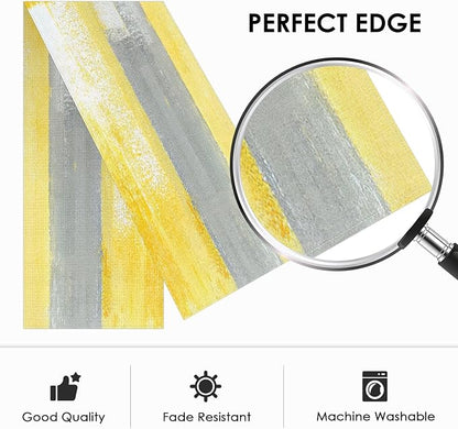 Emvency Yellow Abstract Table Runner, Modern Grey White Art Painting for Kitchen Coffee Table Family Dinners Holiday Parties Wedding Events Decor(13x72 inch)