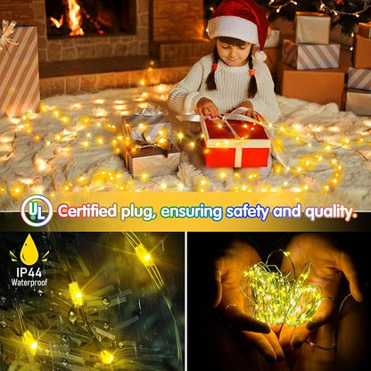 KNONEW 532FT 1600LED Green Wire Outdoor Fairy Lights Plug in Warm White | Timer,Memory,Dimmable,Remote,Waterproof,Green Wire,Invisible in Greenery,for Garden,Wedding,Party, Indoor/Outdoor, Christmas