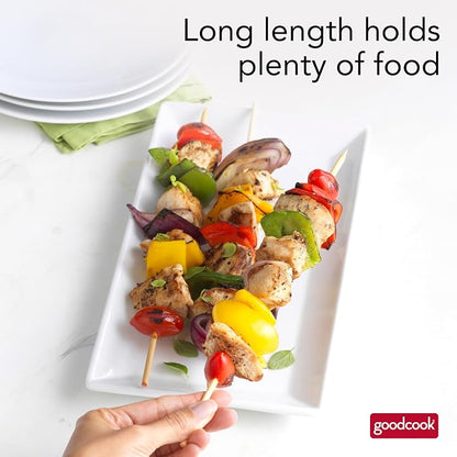 GoodCook Everyday 12-Inch Bamboo Skewers, 100-Count, Wooden Skewers for Grilling, Shish Kabob, BBQ, and Kebabs, Durable Single-Point Ends, Versatile Skewer Sticks for Cooking and Crafts