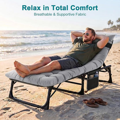 ABORON 2PK Chaise Lounge Chair,5 Positions Padded Outdoor Tanning Chair,Heavy Duty Portable Lounge Chair for Outdoor Sunbathing Patio Pool Lawn Deck Poolside,Support up to 440 Lbs