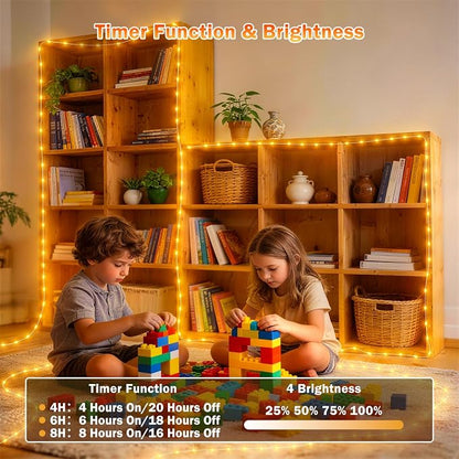 50ft Fairy Lights Plug in, Dimmable 25 Colors 14 Modes RGB+Warm White Color Changing String Lights,150LED Twinkle Lights with Remote, Christmas Fairy Lights for Indoor Outdoor Party Xmas Décor