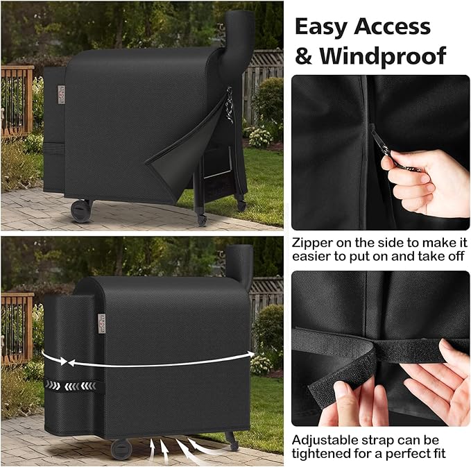 Pellet Grill Cover for Traeger Pro 34/780 Series,1000D Heavy Duty Rip-Proof Material Smoker Cover,Waterproof UV and Fade Resistant Grill Cover with Straps & Zippers for Traeger Texas 34,Z Grills 700