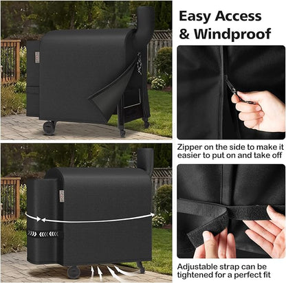 Pellet Grill Cover for Traeger Pro 34/780 Series,1000D Heavy Duty Rip-Proof Material Smoker Cover,Waterproof UV and Fade Resistant Grill Cover with Straps & Zippers for Traeger Texas 34,Z Grills 700