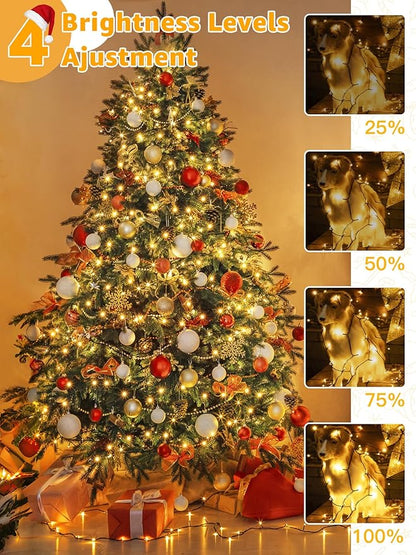 BrightChristmas 500 LED 164 FT Christmas Lights, Waterproof Outdoor String Lights with Remote and Timer, Christmas Tree Lights with 8 Modes Dimmable, Fairy Lights for Holiday Decor (Warm White)