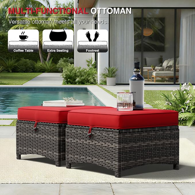 Joyside Outdoor Patio Couch Set, Outdoor Wicker Sofa with High Back, Deep Seating, Wide Armrest, Thickened Cushions, Patio Sofa for Deck, Porch Use