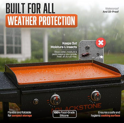 28" Silicone Griddle Mat for Blackstone, Heavy Duty Food Grade Blacktone Griddle Mat, BBQ Shield Against Rust, Grease & Dirt, All-Season Protection