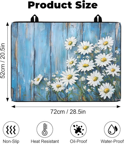 Heat-Resistant Glass Stove Top Cover with Anti-Slip Rubber Coating – Electric Stove Protector, Scratch-Resistant, Counter Space Decor Mat (Chrysanthemum, 28.5"L x 20.5"W)