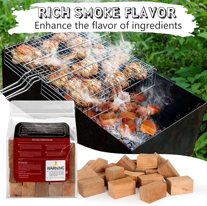 Lumberer Apple Wood Smoking Chunks – 100% Natural Hardwood for Smokers & Grills – Long-Lasting Burn (1+ Hours) – Light Fruity Smoke Flavor – 4LBS, High-Temp Sterilized & Clean Burn