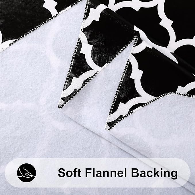 Smiry Square Table Cloth, Waterproof Vinyl Tablecloth with Flannel Backing for Square Tables, Wipeable Spillproof Plastic Tablecloths for Dining, Camping, Indoor and Outdoor (54"x54", Black)