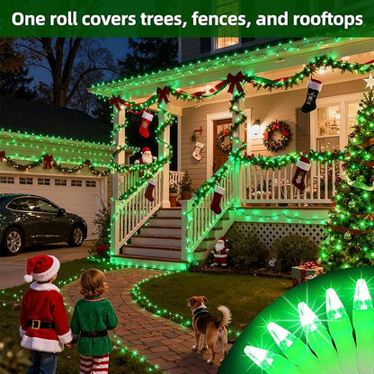 QUHUATU 750 LED Chrstmas Lights, 240ft Outdoor Christmas String Lights with 12 Modes, Green LED String Lights with Timer Dimmable Waterproof for Tree Fence Garden Xmas Wedding Party Decor Green