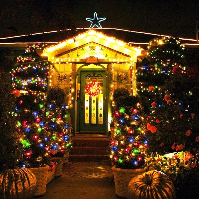 JMEXSUSS 250 LED String Lights, Warm White to Multicolor Christmas Lights | 8 Modes, 91.5ft, Durable, Indoor/Outdoor, Waterproof, Green Wire, for Tree Garden Patio Party Yard Christmas Decor