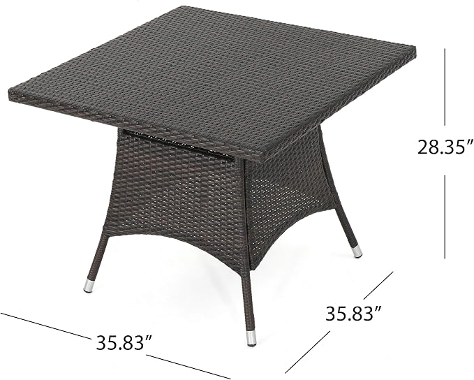 Christopher Knight Home Corsica PE Square Dining Table, Multibrown