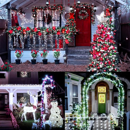 XURISEN 403FT 1000 LED Christmas Lights Outdoor Green Wire String Lights 8 Modes with Timer Memory Waterproof Fairy Lights Plug in for Xmas Tree Wedding Yard Party Holiday Decorations(Cool White)