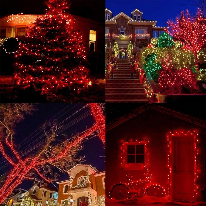 WATERGLIDE 1000 LED Valentines String Lights, 328 FT Green Wire LED Decorative Fairy Lights with Remote & 8 Modes, Waterproof for Outdoor Christmas Holiday Party Garden Wedding Home Decor, Red