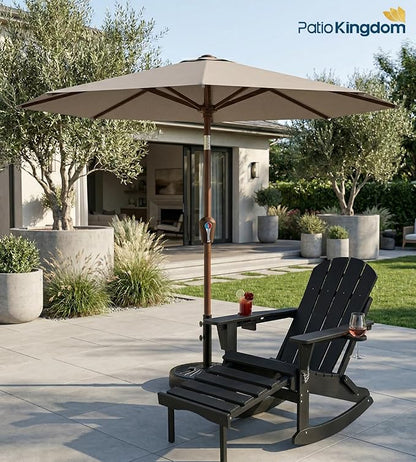 PatioKingdom 10FT Patio Umbrella with Push Button Tilt and Crank, Outdoor Market Umbrella with 8 Fiberglass Ribs, UV Protection Table Umbrella for Pool,Backyard,Garden,Deck