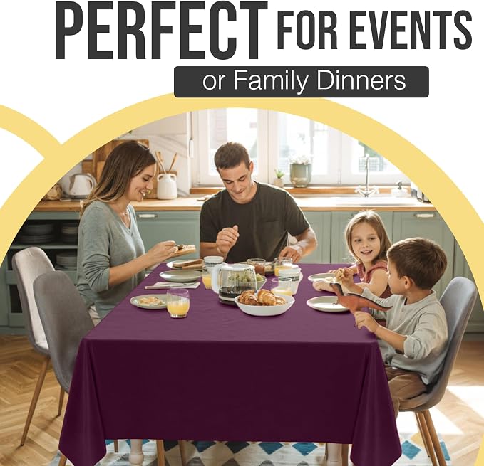 Exquisite 66% Thicker Premium Plastic Table Cloth Rectangle Table Cover 0.5 Mil 24 Pack Plum Table Cloth 54 Inch x 108 Inch Disposable Tablecloth Won't Tear Easily Like Cheap Thin Brands