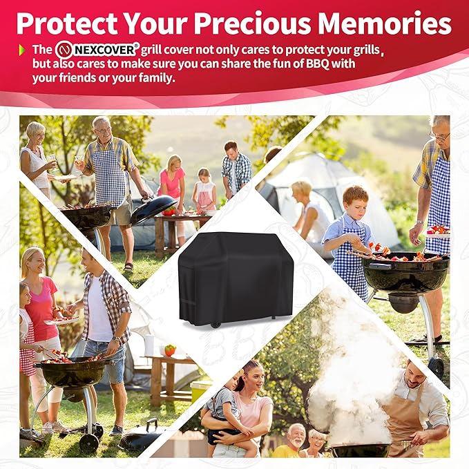 NEXCOVER 65 Inch Grill Cover - 600D Heavy Duty Waterproof and Weather Resistant BBQ Cover for Weber, Char Broil, Nexgrill - Fade Resistant, Black