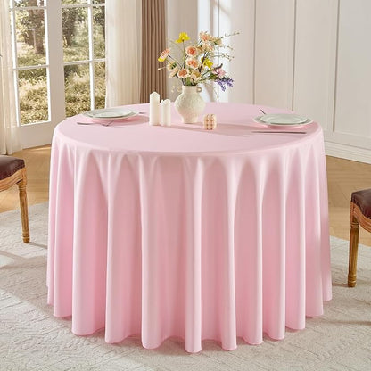 6 Pack Pink Round Tablecloths 108 Inch for Dining Tables | Washable Decorative Linen Polyester Table Cover for Banquets Buffets Parties and Weddings