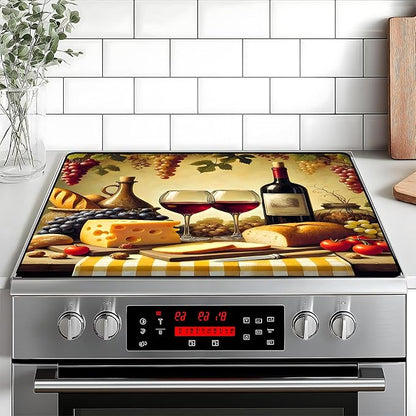 Wine and Food Stove Top Cover Retro Flower Gas Stove Top Cover for Home Decoration Kitchen Pad Non-Stick Washable Cooktop Covers Countertop Protector Keep Stove Clean 28"x20"