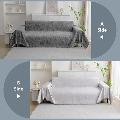MYSKY HOME Couch Covers for Sofa, Dog Couch Cover Protector, Dark Grey Lines Sofa Covers for Sectional L Shape, Pets Couch Throw Cover Washable Durable Large Couch Cover for Dogs, Cats, 71"X102"