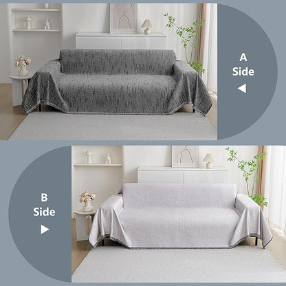 MYSKY HOME Couch Covers for Sofa, Dog Couch Cover Protector, Dark Grey Lines Sofa Covers for Sectional L Shape, Pets Couch Throw Cover Washable Durable Large Couch Cover for Dogs, Cats, 71"X134"