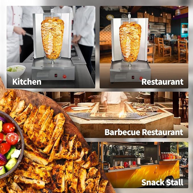 3 Burners Shawarma Machine Commercial Vertical Rotisserie Grill Turkish Doner Kebab Machine for Kitchen Restaurant