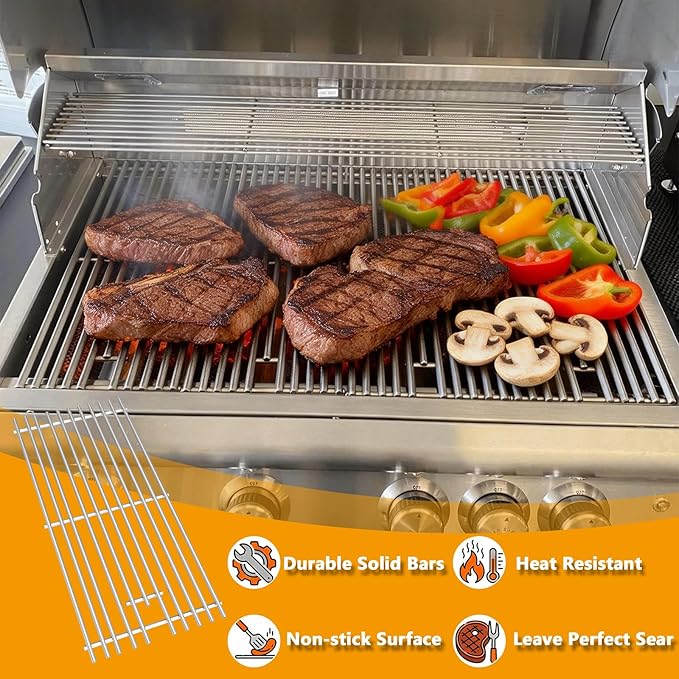 BBQ-PLUS RJC008P Grill Grates Replacement Parts for RCS 32" Premier RJC32A, Blaze 3/4/5 Burner BLZ-4LTE2-NG BLZ-32-034, Stainless Steel Cooking Grids for Summerset Sizzler 32" Grills, 4 Pack