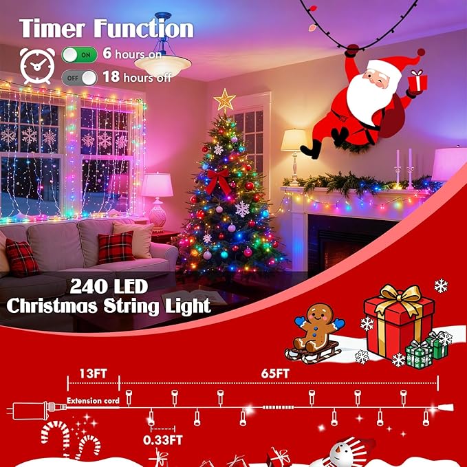 2025 New 88FT 240LED Smart Color Changing 4th of July String Lights Outdoor App Control RGB LED String Lights with Remote & Timer, Waterproof Twinkle American Flag Lights Indoor for Independence Decor