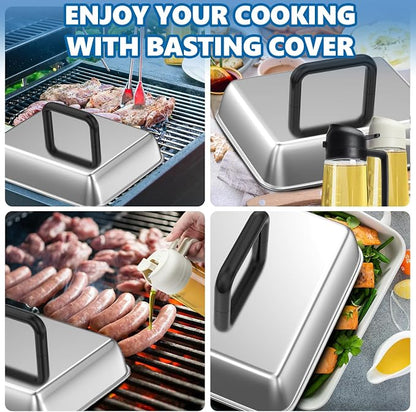 2 Set 14" Cheese Melting Basting Cover Dome for Blackstone Flat Top Griddle | Griddle Steamer Dome for Blackstone, Pitboss, Camp Chef Pizza Oven/Wok Cover, Food Metal Cover for Grill Cooking Accessories