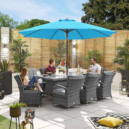 ABCCANOPY 10FT Patio Umbrella, Outdoor Windproof Table Umbrella with Push Button Tilt and Crank for Garden, Lawn, Deck & Backyard (Aquamarine)