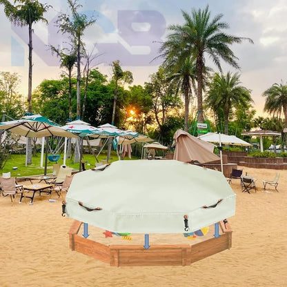 NGB Octagonal Sandbox Cover, 600D Waterproof Oxford Cloth Sandbox Protector with High-Efficiency Windproof Hooks 4, Easy-to-Find Reflective Handles and Fixed Elastic Drawstring (Beige, 85"x78"x9")