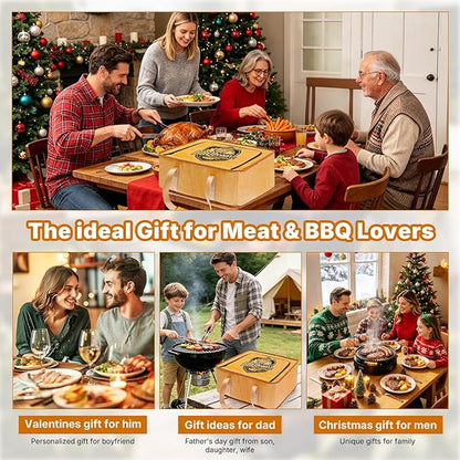 270°Opening BBQ Blanket for Resting Meat,Insulated Leak-Proof Meat Resting Bag for Brisket Turkey Pork,Smoker Accessories for Party Picnic Camping,Anniversary Birthday Gift for Men Dad (Orange)