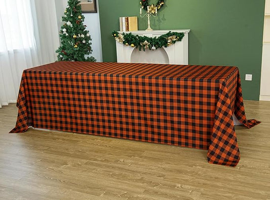 Classic Gingham Buffalo Tablecloth Fabric - Oblong 90x156 Inch Water Proof Checkered Table Cloth for Indoor Outdoor - Table Cover for Birthday, Picnics, BBQs, and Parties