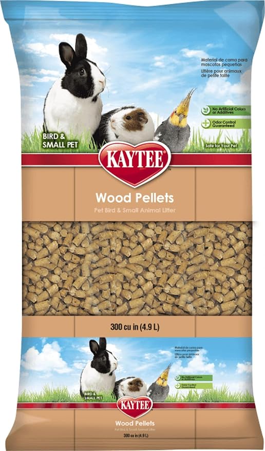 Kaytee Wood Pellets Pet Bird & Small Animal Litter, 8 lb Bag | Cleaner habitats. Wood pellet litter for rabbit bedding. Natural guinea pig bedding, won't stick or cling, easy clean-up