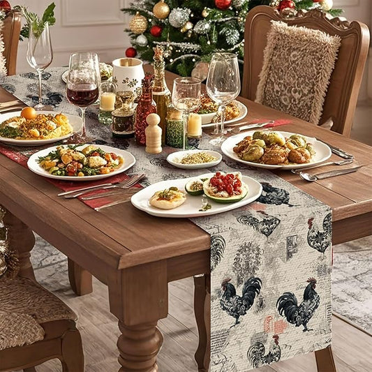Chicken Table Runner,Dining Decor for Kitchen Coffee Table Family Dinners Holiday Parties Wedding Events Decor(13x72 inch)