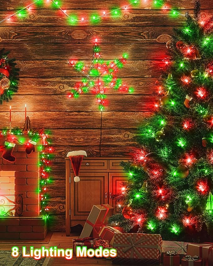 355FT 900 LED Red Green Christmas Lights, Extra Long Outdoor String Lights Waterproof, Timer & Memory, 8 Modes Dimmable Plug in Fairy Light for Outside Tree Patry Holiday Indoor Xmas Decorations