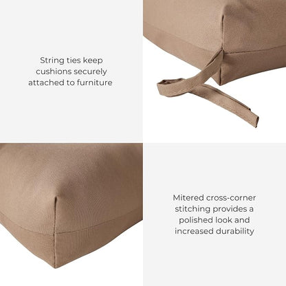 Outdoor Tufted High-Back Chair Cushions, One-Piece Hinged Seat and Back Design, Reversible with 4 Ties, Durable Polyester Fabric, Recycled Fiber Fill - Single, Coronado