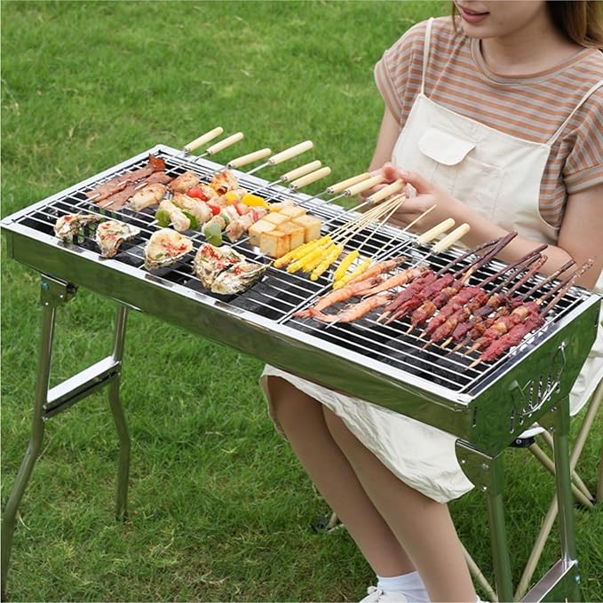 ALLC Charcoal Grills Stainless Steel Barbecue Grill Charcoal Grill BBQ Carbon Grill Outdoor Folding Portable Barbecue Grill Barbecue Grill for Garden Outdoor Cooking