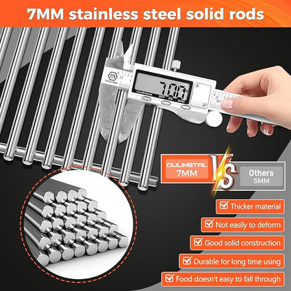 QuliMetal 19.5" Grill Grates for Weber Genesis 300 Series (2007-2016), Genesis E310 E320 E330 S310 S320 S330 EP310 EP320 EP330 Grills, Stainless Steel Part for Weber 7528 7524