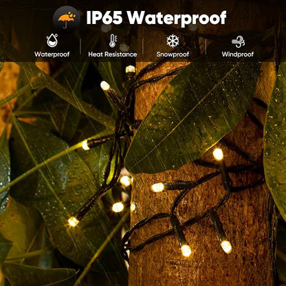 2-Pack Solar String Lights Outdoor Waterproof, 92FT 240 LED Solar Lights Outdoor with 8 Lighting Modes, Solar Powered Tree Light for Outside Patio Yard Garden Decorations, Warm White