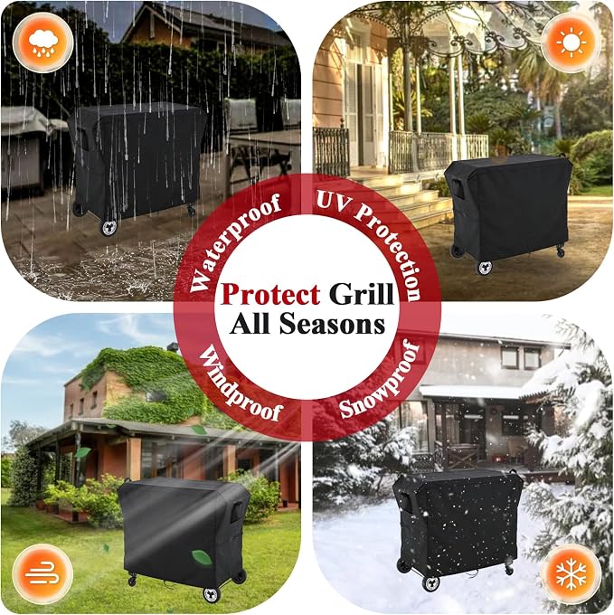 Outdoor Dining Grill Cart Cover - 25" D x 42" W x 33" H | 500D Grill Cart Cover for Grills House grill Cart, Heavy Duty Waterproof BBQ Food Prep Table Covers, Black
