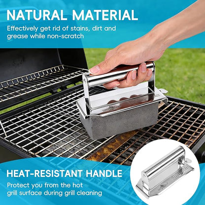 XUDAKAIXIN Griddle Cleaning Kit for Blackstone, Stainless Steel Flat Top Grill Cleaning Kit with Grill Stone, Griddle Brush &Griddle Scraper,Powerful Stain Remover