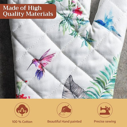 Maison d'Hermine Oven Gloves 100% Cotton Oven Mitt 7" x 13" with Loop Heat Resistant BBQ Cooking Gloves Baking Grilling Kitchen Hotel Home Farmhouse Spring Summer (Pack of 1, Tropiques)