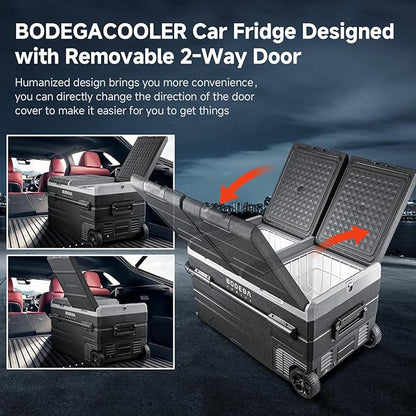 BODEGACOOLER 12 Volt Car Refrigerator, RV Car Fridge Dual Zone APP Control, Portable Freezer,121 Quart (115L) -4℉-68℉ RV Electric Compressor Cooler 12/24V DC &100-240V AC for Outdoor, Camping, Travel