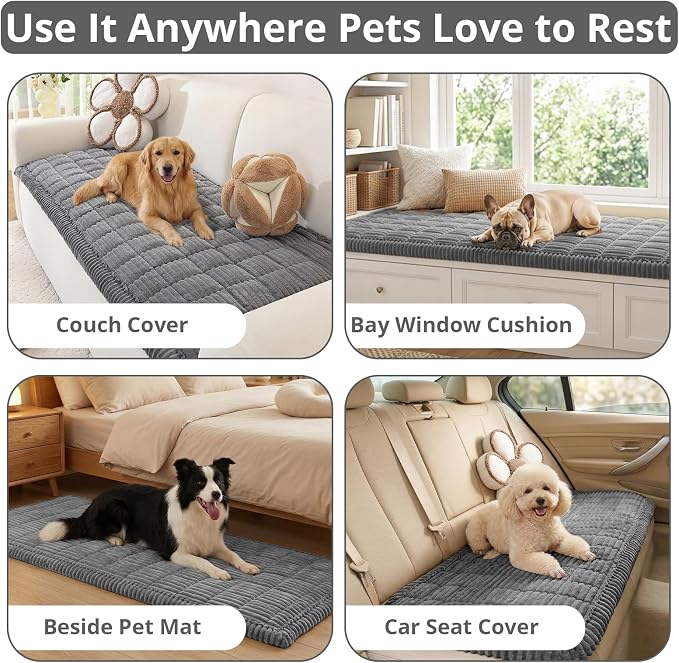 OstepDecor Couch Cover for Dogs, Washable Non Slip Sofa Cover for Pets | Soft Couch Covers for Sofa, Loveseat and Sectional, Furniture Protector Against Pet Hair & Dirt (35.4" x 70.9", Dark Grey)