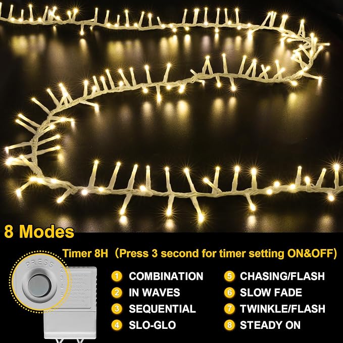 500 LED String Lights - 46ft 500LED Outdoor/Indoor Plug-in Twinkle Fairy Lights with 11 Modes - Warm White