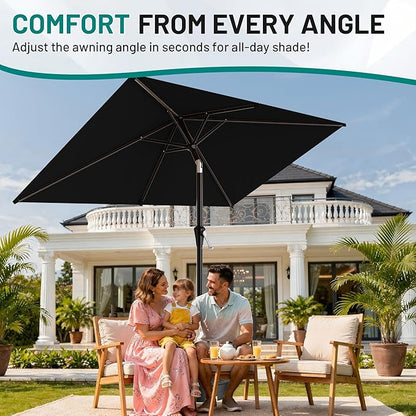 AreShark 6.5' x 10' Rectangular Patio Umbrellas for Outdoor, Outdoor Table Umbrella, Large Outdoor Patio Umbrellas with 6 Sturdy Ribs for Pool, Garden, Deck & Market (Black)