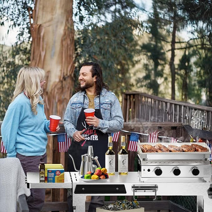 Electactic 3 Burner Tabletop Propane Gas Griddle,18 Inch Stainless Steel Detachable Propane Grill,24000 BTU Portable BBQ Griddle for Camping, Backyard or Outdoor Cooking