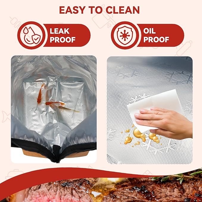 BBQ Blanket for Resting Meat - 21" Reusable Insulated Brisket Resting Bag with Meat Temp & Smoker Guide, Leak-Proof Smoked Meat Blanket for Brisket/Turkey/Beef, BBQ Gifts for Men Dad, Black